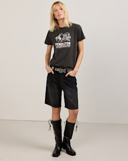 ALTERNATE VIEW OF WOMEN'S STICK TO YOUR SADDLE GRAPHIC TEE IN VINTAGE BLACK image number 5