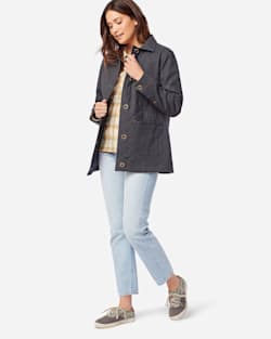 WOMEN'S FERN QUILTED CANVAS BARN COAT IN SLATE GREY image number 1