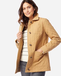 WOMEN'S FERN QUILTED CANVAS BARN COAT IN CHAMOIS image number 1
