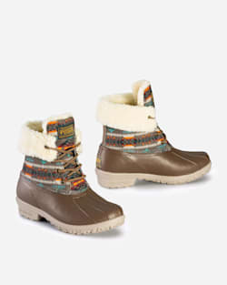 ALTERNATE VIEW OF WOMENS BASKET MAKER ROLL TOP DUCK BOOTS IN CAFE image number 2