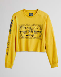 WRANGLER X PENDLETON WOMEN'S LONG-SLEEVE CROPPED LOGO TEE IN YELLOW image number 1