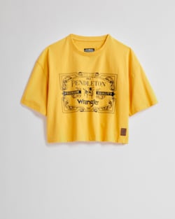 WRANGLER X PENDLETON WOMEN'S SHORT-SLEEVE CROPPED LOGO TEE IN YELLOW image number 1