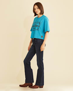 ALTERNATE VIEW OF WRANGLER X PENDLETON WOMEN'S SHORT-SLEEVE CROPPED LOGO TEE IN BRIGHT BLUE image number 2