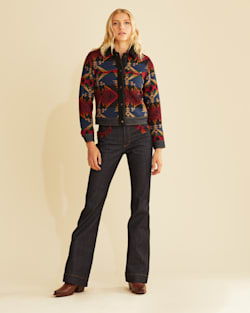 WRANGLER X PENDLETON WOMEN'S FLARED TROUSER JEANS IN DARK WASH image number 1