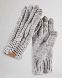 MERINO CABLE KNIT TEXTING GLOVE IN GREY image number 1