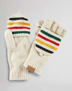 KNIT CONVERTIBLE FINGERLESS MITTENS IN IVORY GLACIER STRIPE image number 1