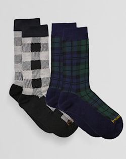2-PACK PLAID SOCKS IN ROB ROY WHITE/BLACKWATCH GREEN image number 1