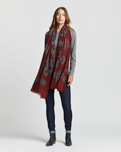 ALTERNATE VIEW OF HARDING FEATHERWEIGHT WOOL SCARF IN BRICK HARDING image number 2