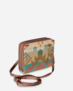 ALTERNATE VIEW OF JACQUARD WALLET ON STRAP IN JOURNEY WEST TURQUOISE image number 2