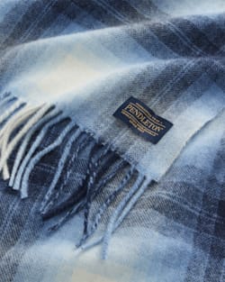 ALTERNATE VIEW OF WHISPERWOOL MUFFLER IN LIGHT BLUE MIX OMBRE image number 2