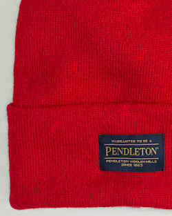 CLOSE UP VIEW OF PENDLETON BEANIE IN RED image number 2