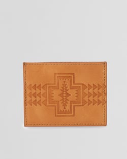 LEATHER EMBOSSED SLIM POCKET WALLET IN TAN image number 1