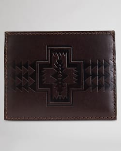 LEATHER EMBOSSED SLIM POCKET WALLET IN DARK BROWN image number 1