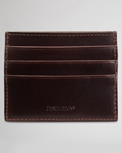 ALTERNATE VIEW OF LEATHER EMBOSSED SLIM POCKET WALLET IN DARK BROWN image number 3