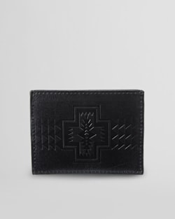 LEATHER EMBOSSED SLIM POCKET WALLET IN BLACK image number 1