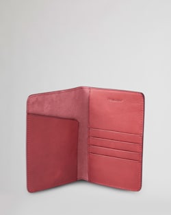 ALTERNATE VIEW OF LEATHER EMBOSSED PASSPORT HOLDER IN DARK RED image number 2
