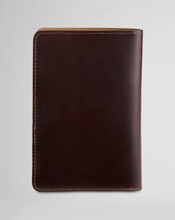 ALTERNATE VIEW OF LEATHER EMBOSSED PASSPORT HOLDER IN DARK BROWN image number 2