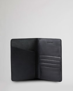 ALTERNATE VIEW OF LEATHER EMBOSSED PASSPORT HOLDER IN BLACK image number 2