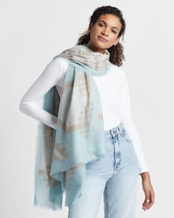 FEATHERWEIGHT WOOL SCARF IN DESERT SKY BLUE image number 1