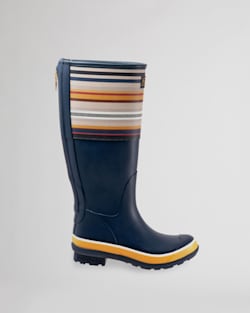 ALTERNATE VIEW OF WOMEN'S BRIDGER STRIPE TALL RAIN BOOTS IN NAVY image number 4