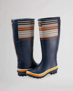 ALTERNATE VIEW OF WOMEN'S BRIDGER STRIPE TALL RAIN BOOTS IN NAVY image number 5