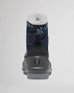 BACK VIEW OF WOMEN'S LACE-UP 6 INCH SHELL BOOTS IN GREY PINSTRIPE image number 3