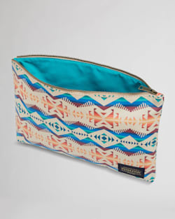ALTERNATE VIEW OF LOS LUNAS CANOPY CANVAS BIG ZIP POUCH IN TAN MULTI image number 3