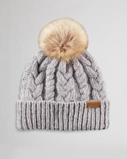 CABLE KNIT HAT IN GREY image number 1