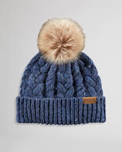 CABLE KNIT HAT IN DENIM image number 1