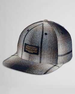 PLAID FLAT BRIM HAT IN GREY/BROWN MIX OMBRE image number 1