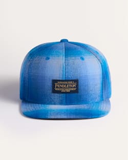 ALTERNATE VIEW OF PLAID FLAT BRIM HAT IN BLUE OMBRE image number 3