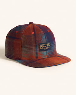 PLAID FLAT BRIM HAT IN MAROON/TEAL image number 1