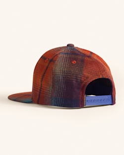 ALTERNATE VIEW OF PLAID FLAT BRIM HAT IN MAROON/TEAL image number 2