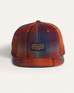 ALTERNATE VIEW OF PLAID FLAT BRIM HAT IN MAROON/TEAL image number 3