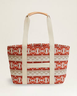 ALTERNATE VIEW OF COPPER RIVER EVERYDAY COTTON TOTE IN BEIGE/CORAL image number 2