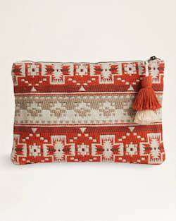 ALTERNATE VIEW OF COPPER RIVER COTTON ZIP POUCH IN BEIGE/CORAL image number 2