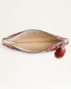 ALTERNATE VIEW OF COPPER RIVER COTTON ZIP POUCH IN BEIGE/CORAL image number 3