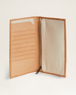 ALTERNATE VIEW OF COPPER RIVER COTTON SECRETARY WALLET IN BEIGE/CORAL image number 3