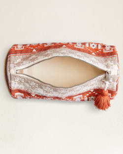 ALTERNATE VIEW OF COPPER RIVER COTTON COSMETIC BAG IN BEIGE/CORAL image number 3