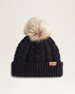 CABLE KNIT BEANIE IN BLACK image number 1