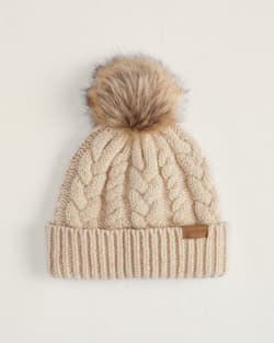 CABLE KNIT BEANIE IN CREAM image number 1