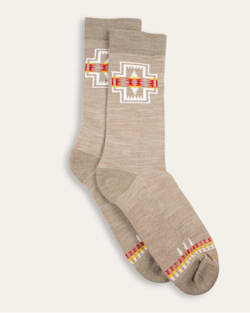 HARDING ICON MERINO WOOL CREW SOCKS IN TAN image number 1