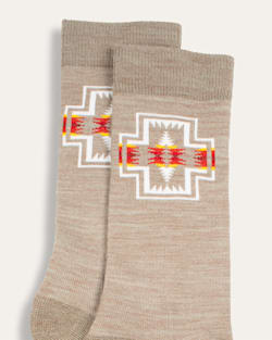 HARDING ICON MERINO WOOL CREW SOCKS IN TAN image number 2