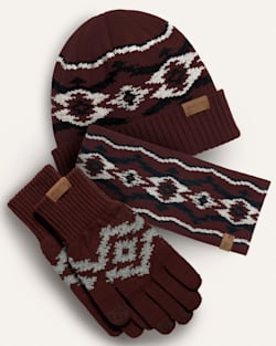 MERINO KNIT TEXTING GLOVES AND BEANIE SET IN CROWN POINT RED image number 1