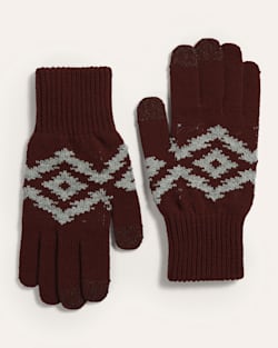 ALTERNATE VIEW OF MERINO KNIT TEXTING GLOVES AND BEANIE SET IN CROWN POINT RED image number 2