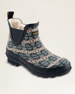 WOMEN'S FAUX FUR CHELSEA RAIN BOOTS IN NAVY HARDING image number 1