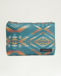 SUMMERLAND BRIGHT CANOPY CANVAS ZIP POUCH IN TURQUOISE image number 1