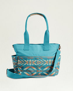 ALTERNATE VIEW OF SUMMERLAND BRIGHT CANOPY CANVAS SUPER TOTE IN TURQUOISE image number 2