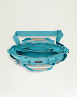 ALTERNATE VIEW OF SUMMERLAND BRIGHT CANOPY CANVAS SUPER TOTE IN TURQUOISE image number 3