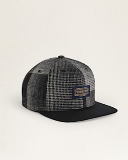 ALTERNATE VIEW OF PLAID PATCHWORK FLAT BRIM HAT IN BLACK image number 2